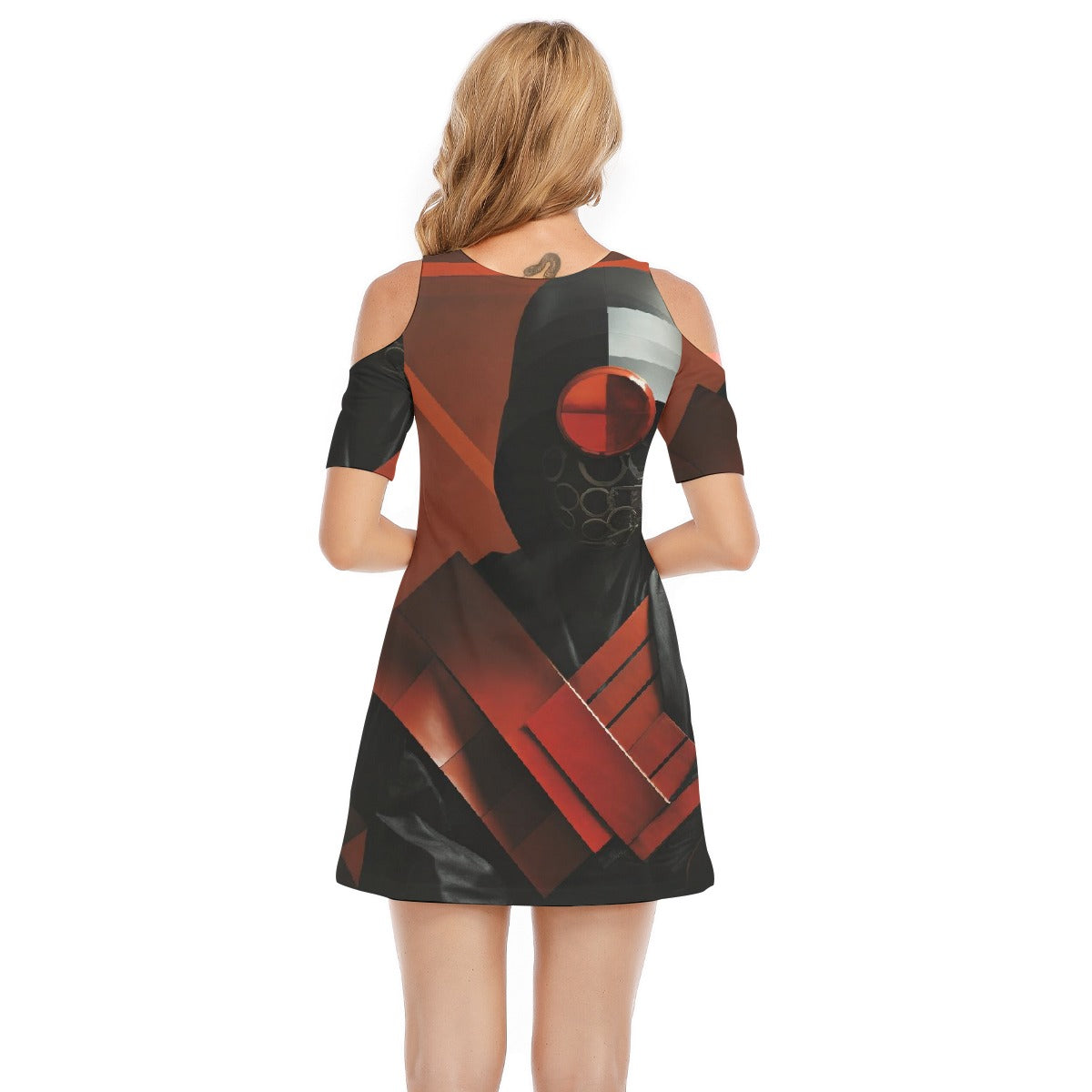 All-Over Print Women's Cold Shoulder Dress | 190GSM Cotton