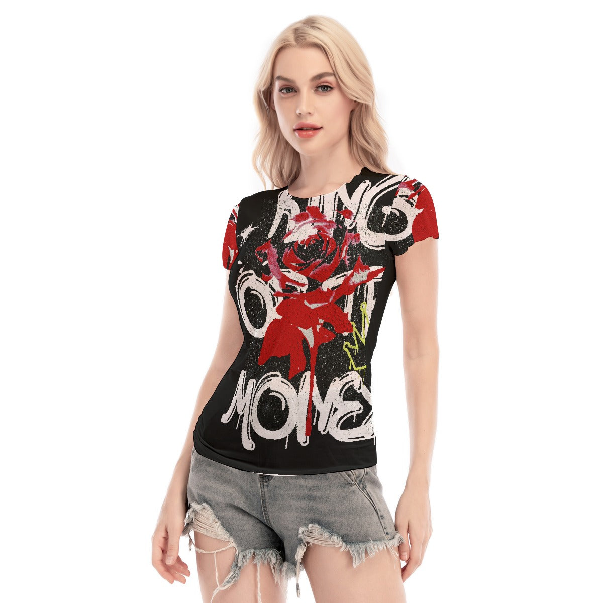 All-Over Print Women's Short Sleeve Mesh Blouse