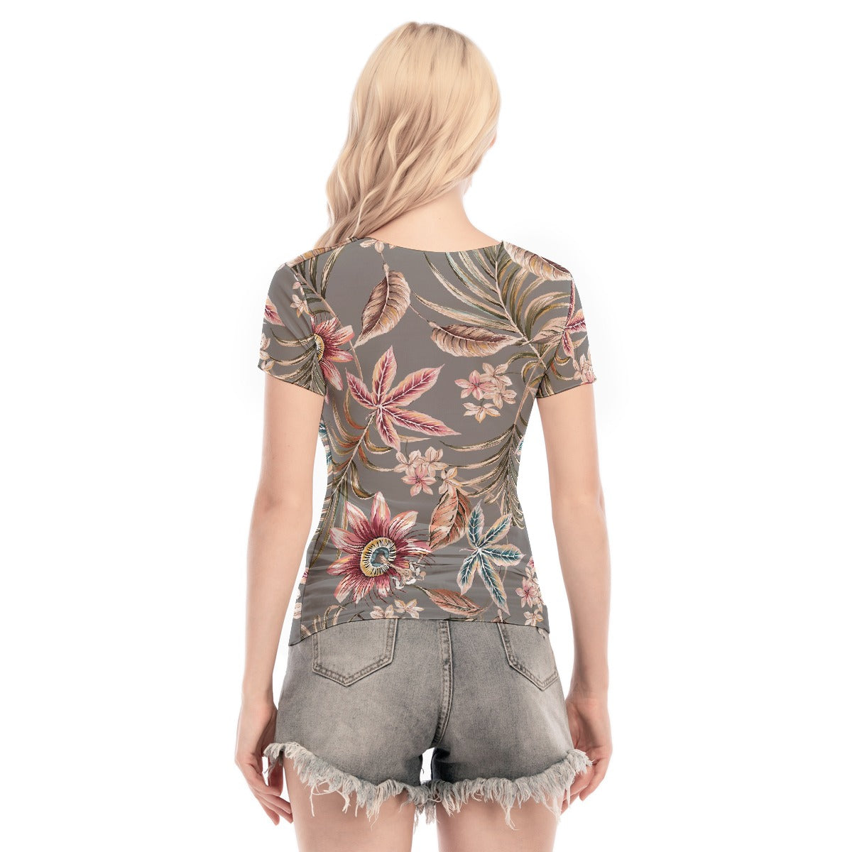 All-Over Print Women's Short Sleeve Mesh Blouse