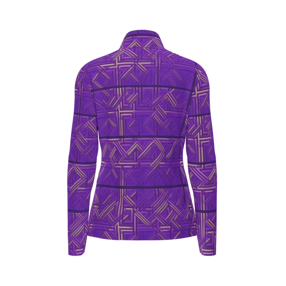 All-Over Print Women's Sports Collar Jersey With Long Sleeve