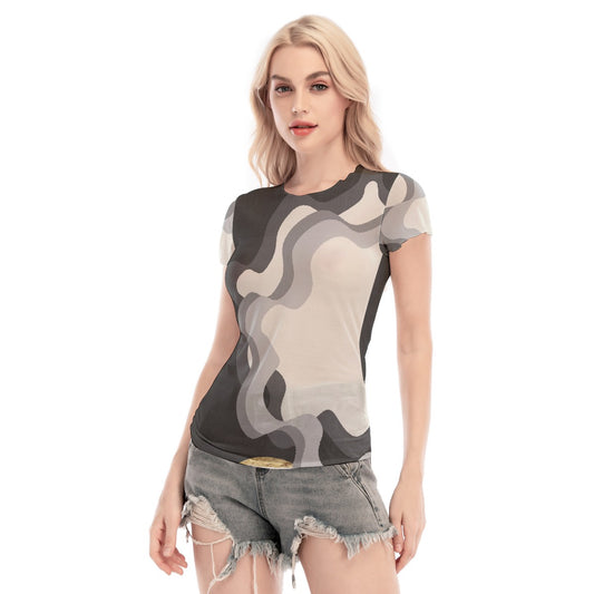 All-Over Print Women's Short Sleeve Mesh Blouse