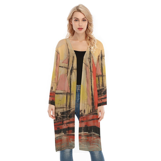 All- Over Print Women's Long Sleeve Mesh Cardigan