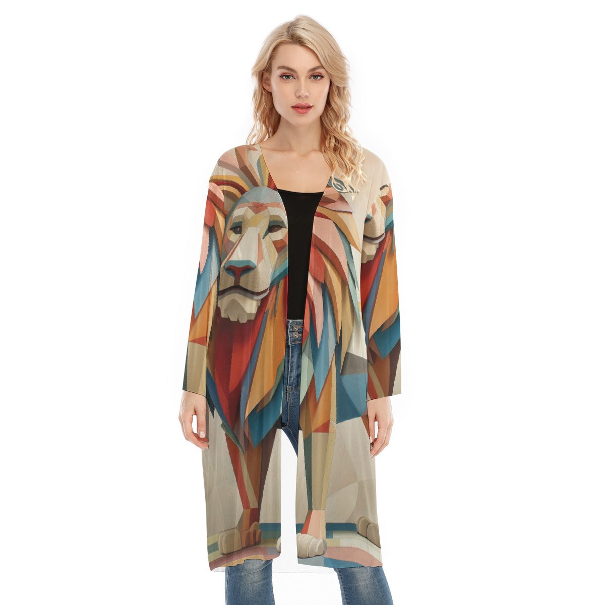 All- Over Print Women's Long Sleeve Mesh Cardigan