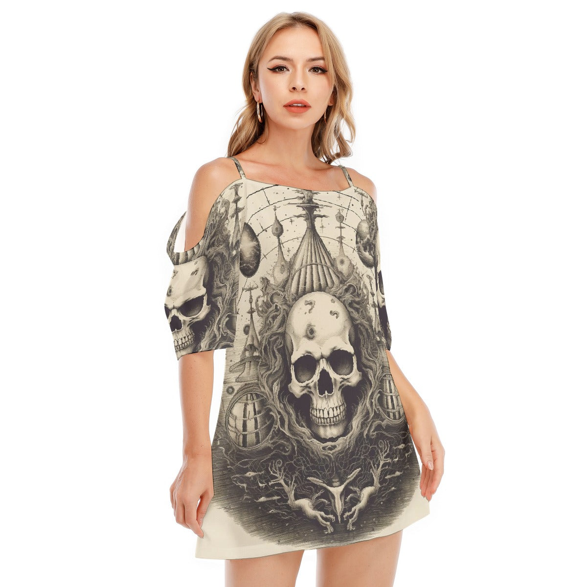 All-Over Print Women's Off-shoulder Cami Dress