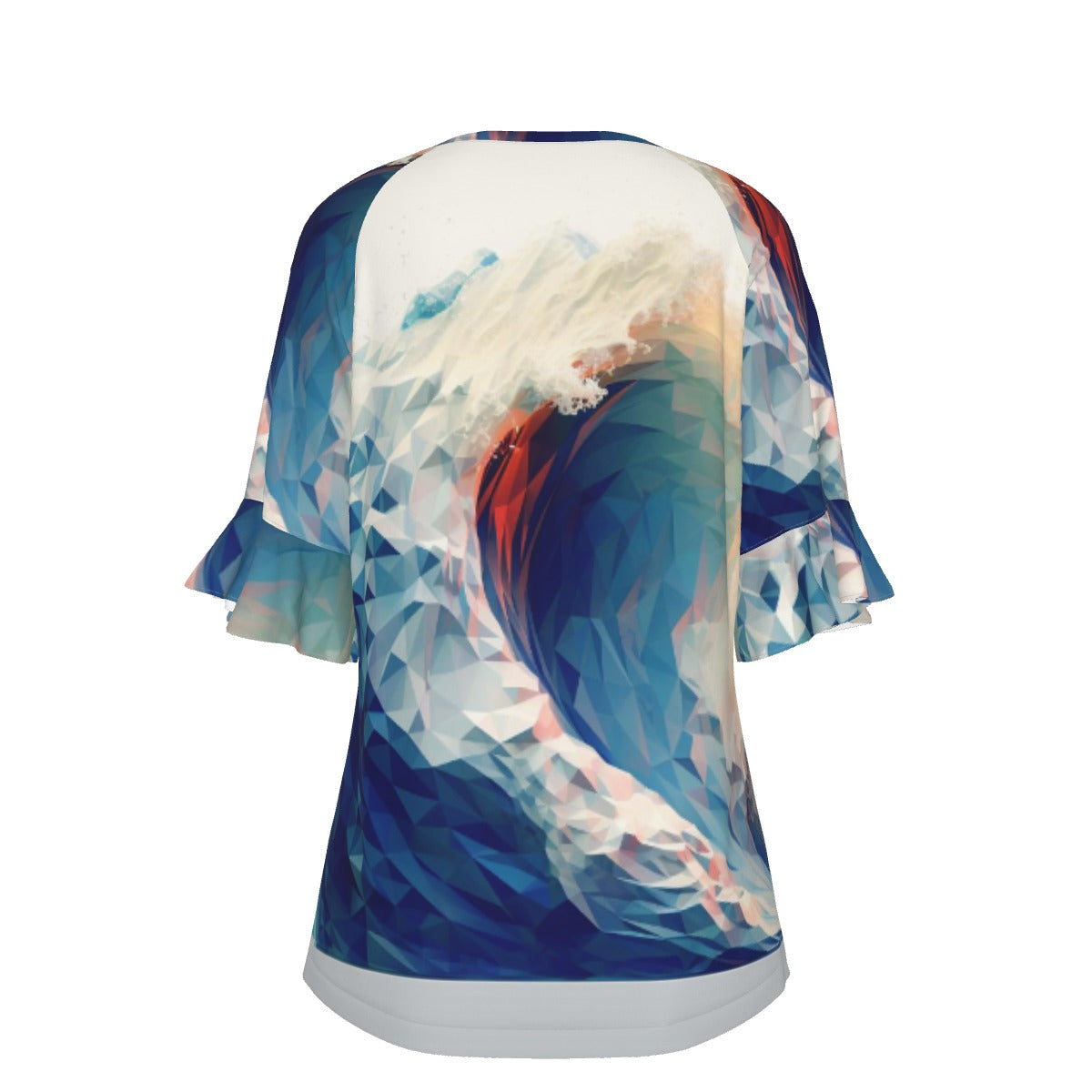 All-Over Print V-neck Women's T-shirt With Bell Sleeve