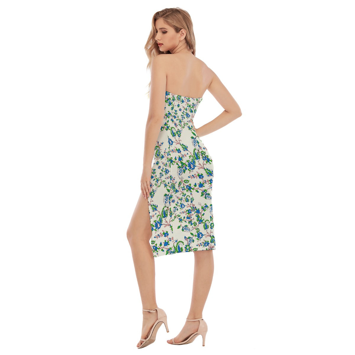 All-Over Print Women's Side Split Tube Top Dress