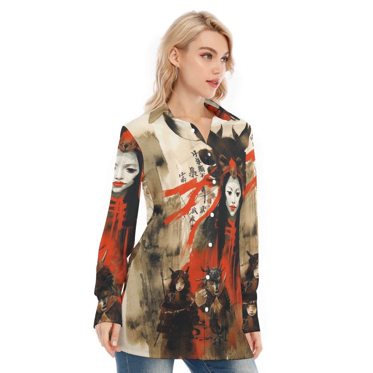 All-Over Print Women's Long Shirt