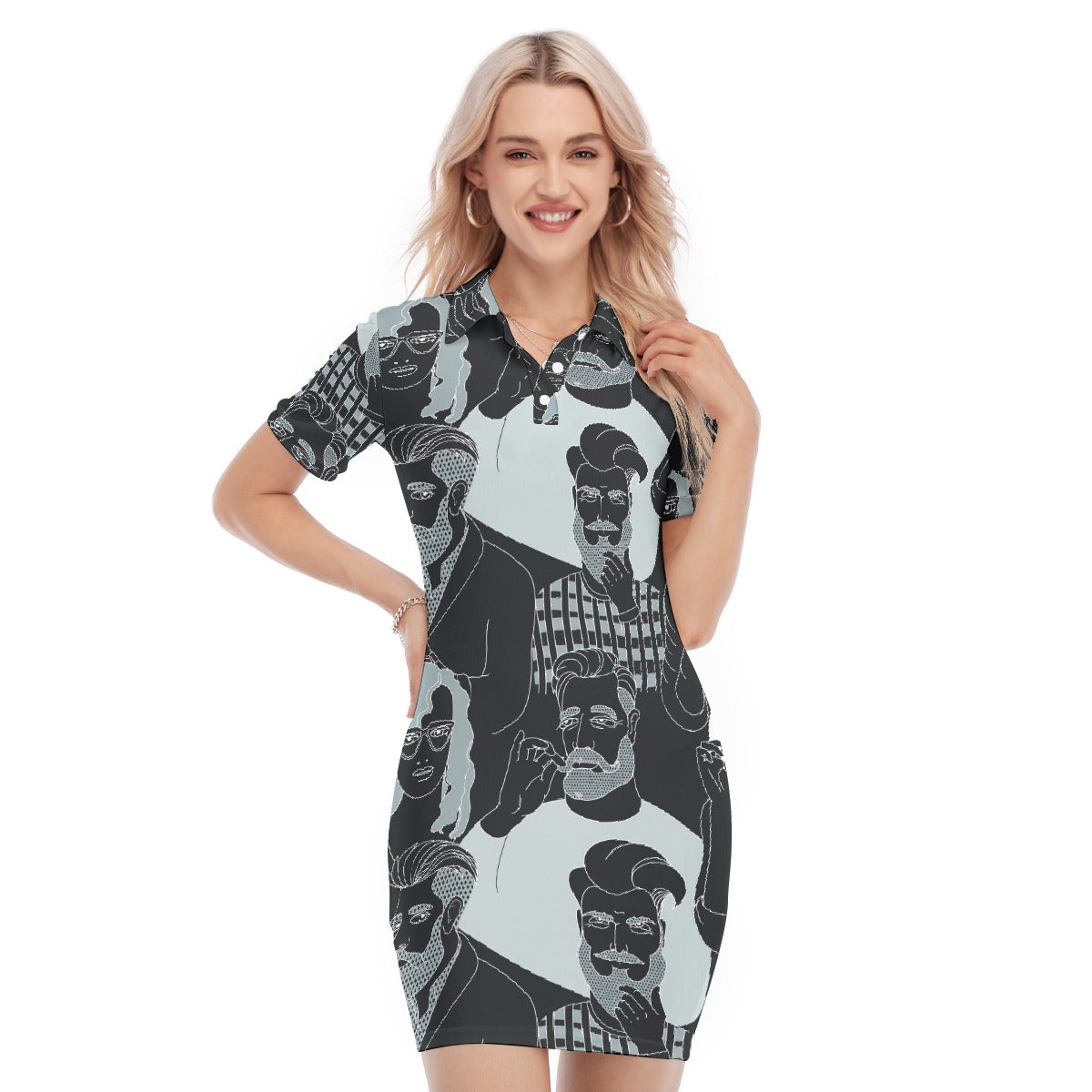 All-Over Print Women's Polo Collar Dress