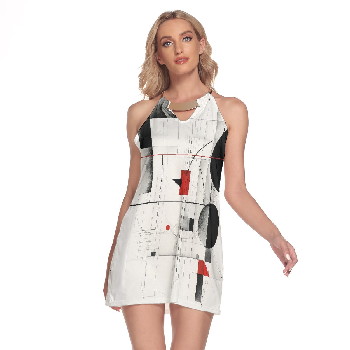 All-Over Print Women's Round Neck Above Knee Dress