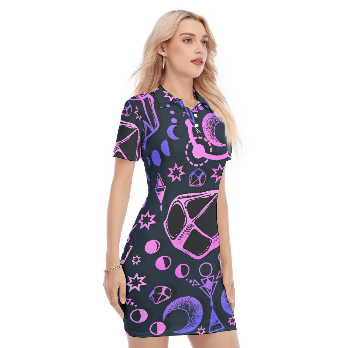 All-Over Print Women's Polo Collar Dress