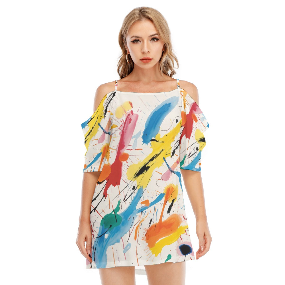 All-Over Print Women's Off-shoulder Cami Dress