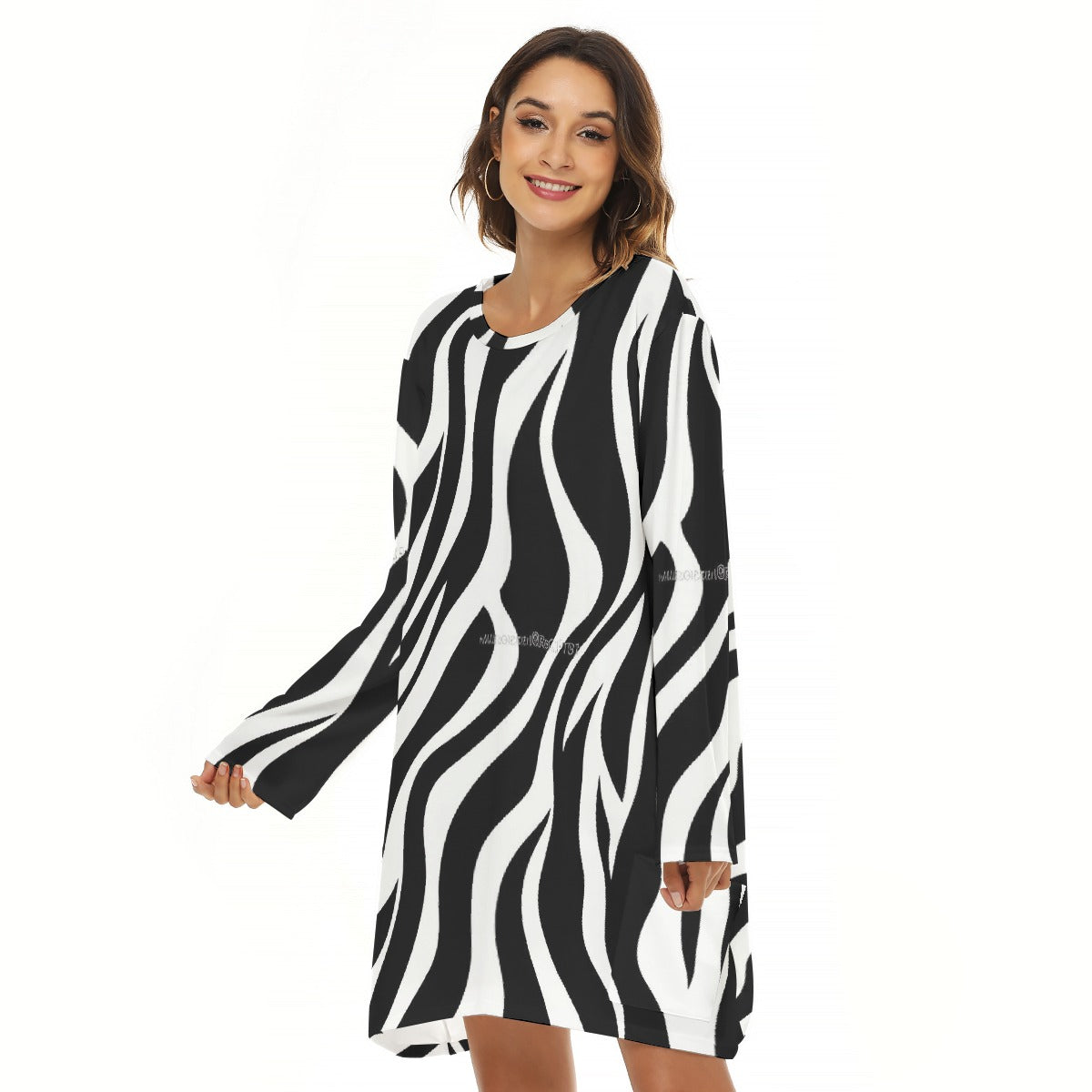 All-Over Print  Women's Loose Crew Neck Dress