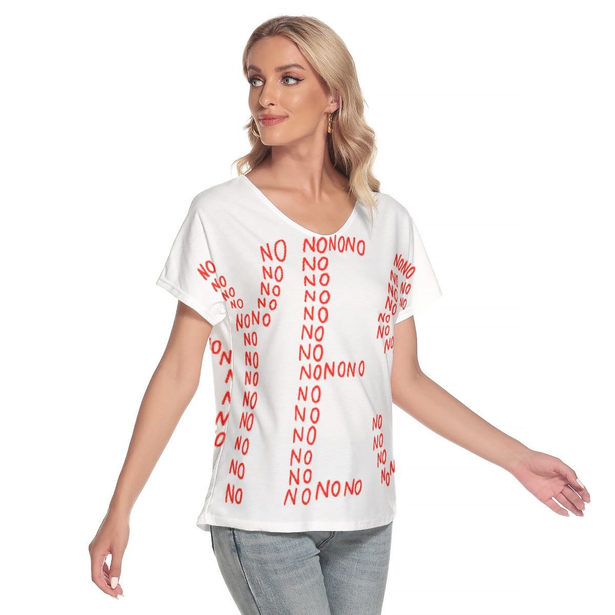 All-Over Print Women's Loose V-neck Short Sleeve T-shirt