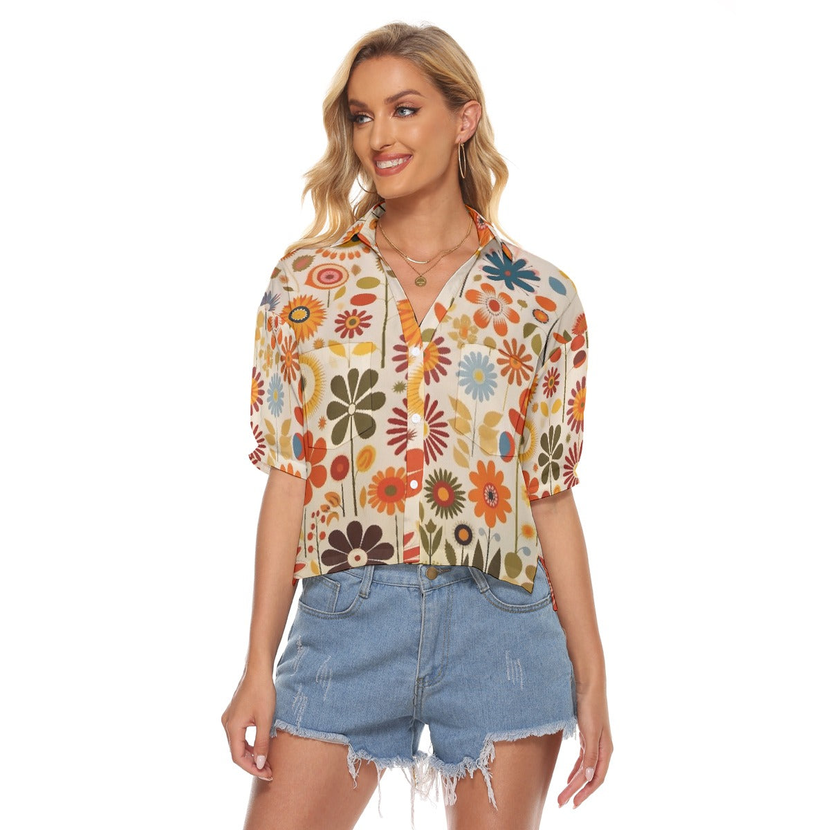 All-Over Print Women's V-neck Shirts