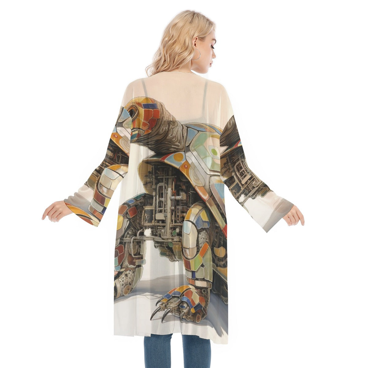 All- Over Print Women's Long Sleeve Mesh Cardigan