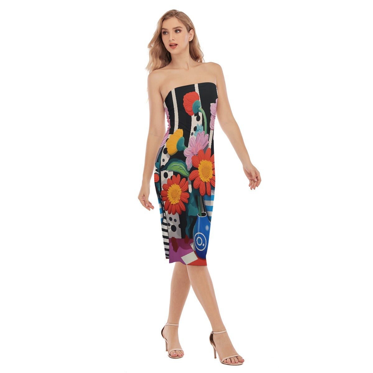 All-Over Print Women's Side Split Tube Top Dress