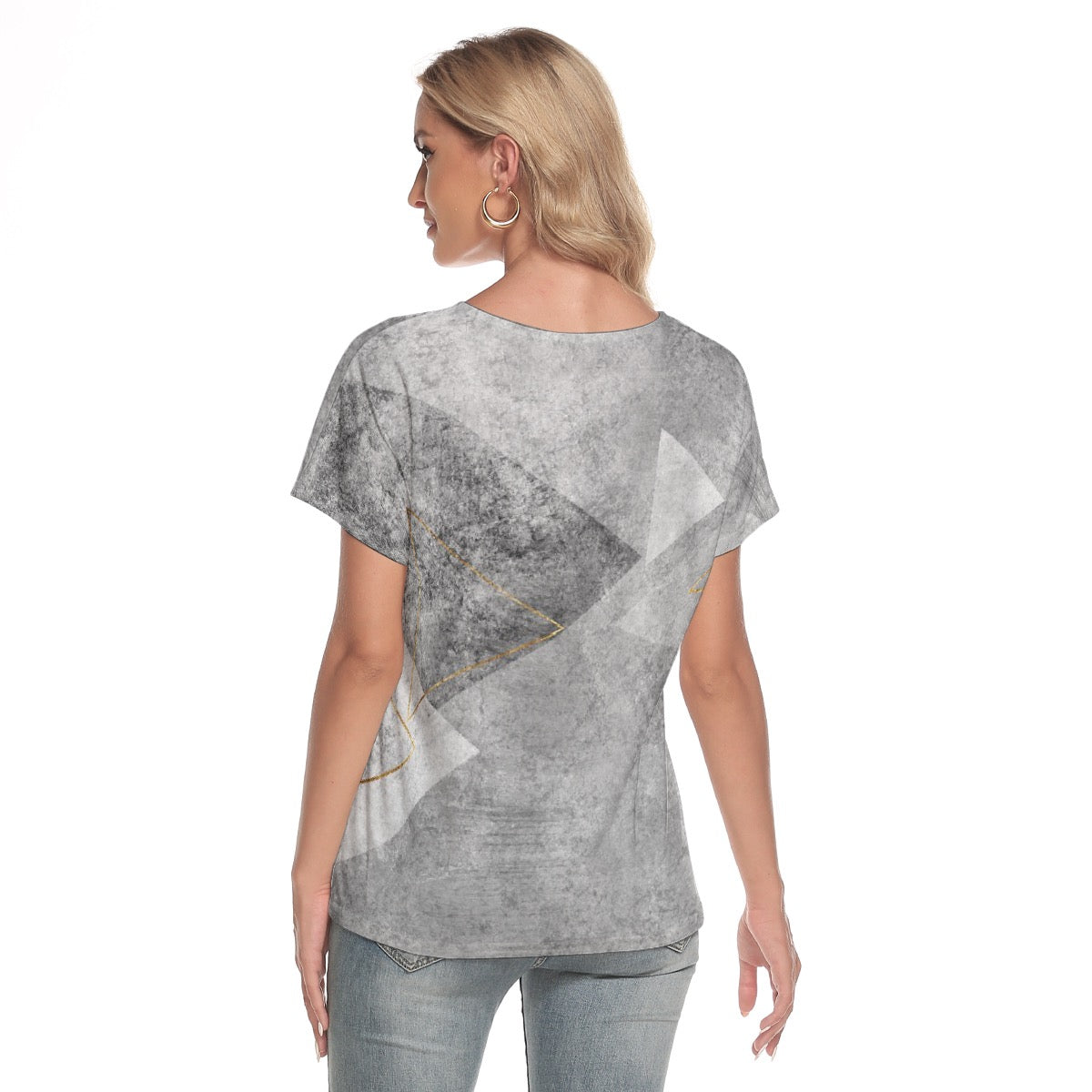 All-Over Print Women's Loose V-neck Short Sleeve T-shirt