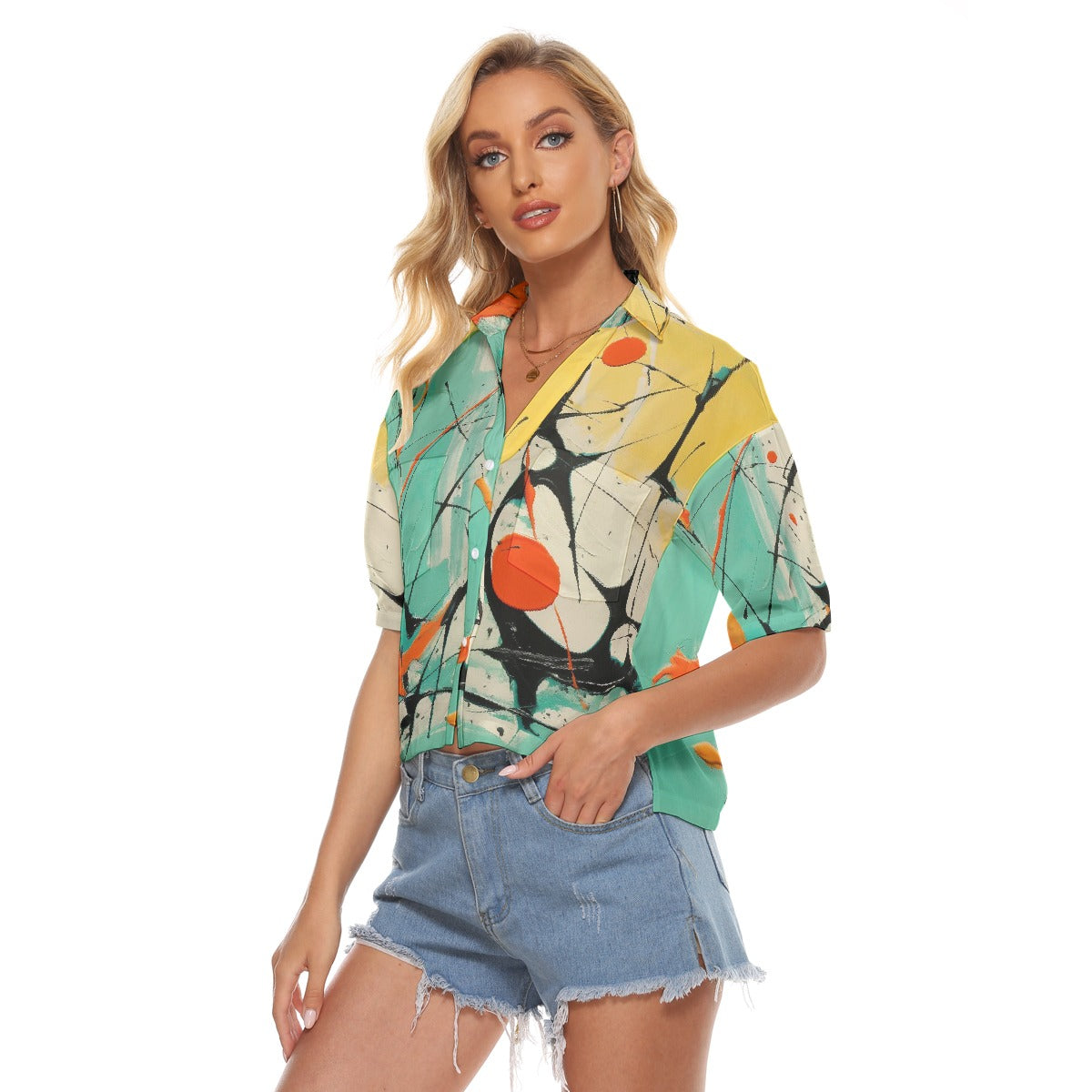 All-Over Print Women's V-neck Shirts