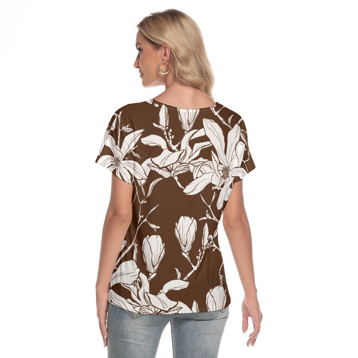 All-Over Print Women's Loose V-neck Short Sleeve T-shirt