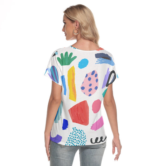 All-Over Print Women's Loose V-neck Short Sleeve T-shirt