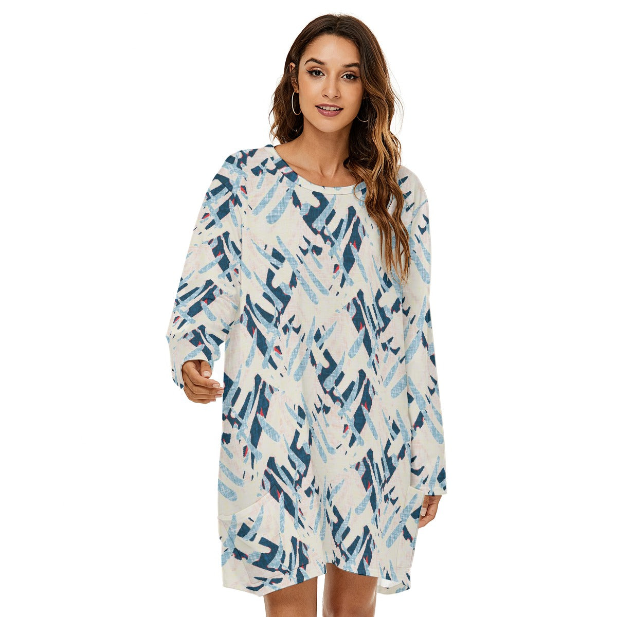 All-Over Print  Women's Loose Crew Neck Dress