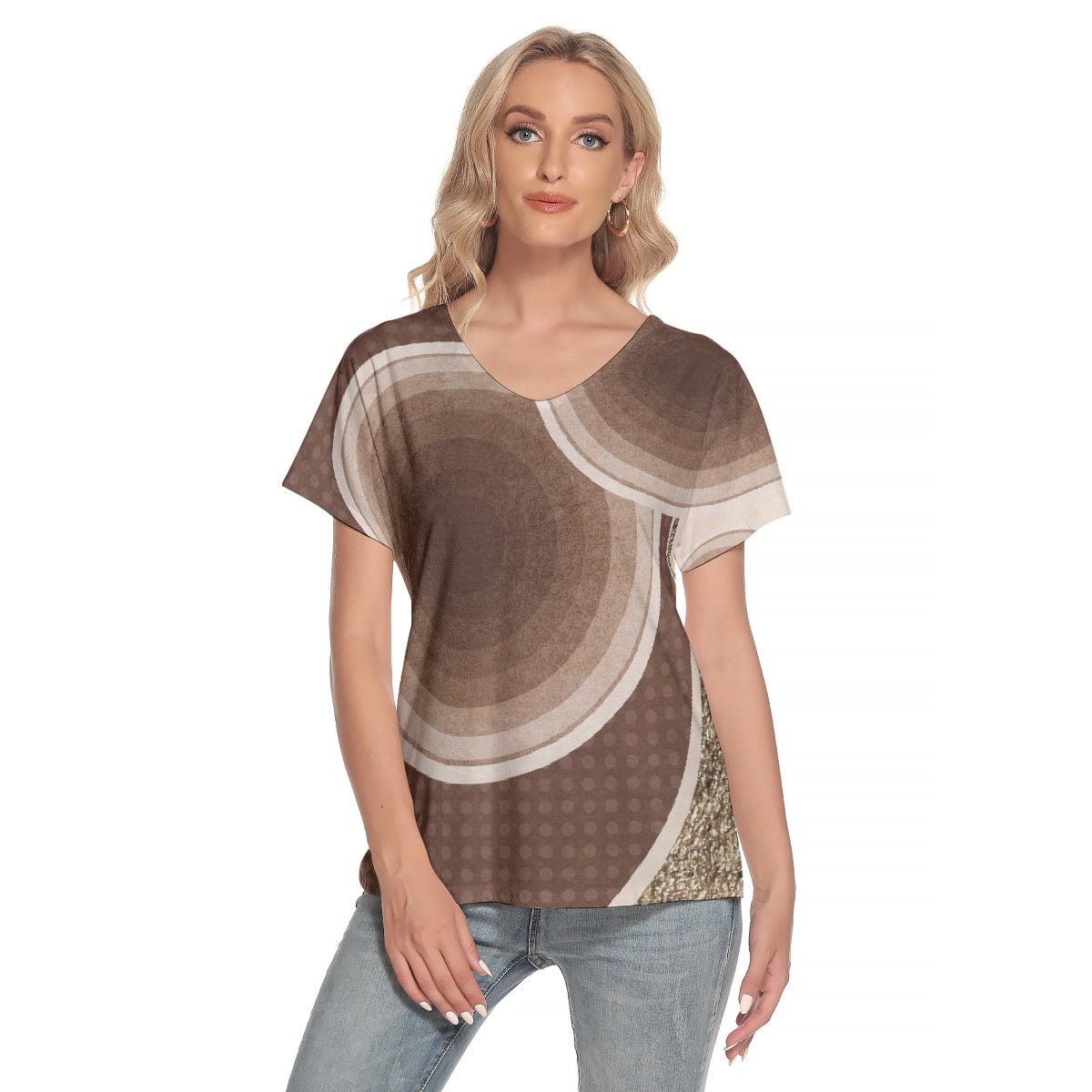 All-Over Print Women's Loose V-neck Short Sleeve T-shirt