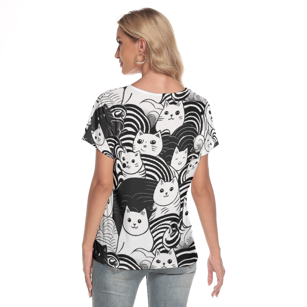 All-Over Print Women's Loose V-neck Short Sleeve T-shirt