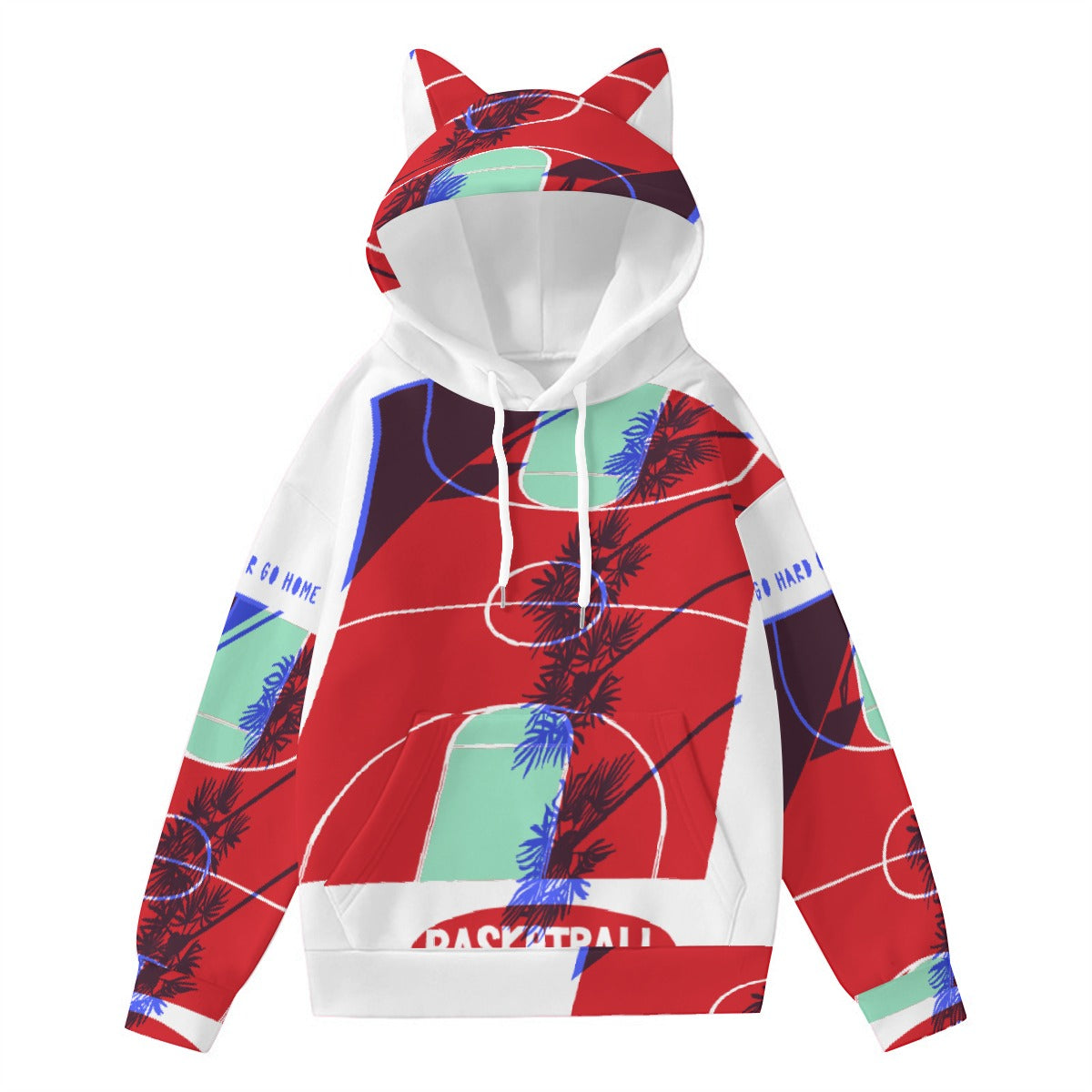 All-Over Print Women’s Hoodie With Decorative Ears