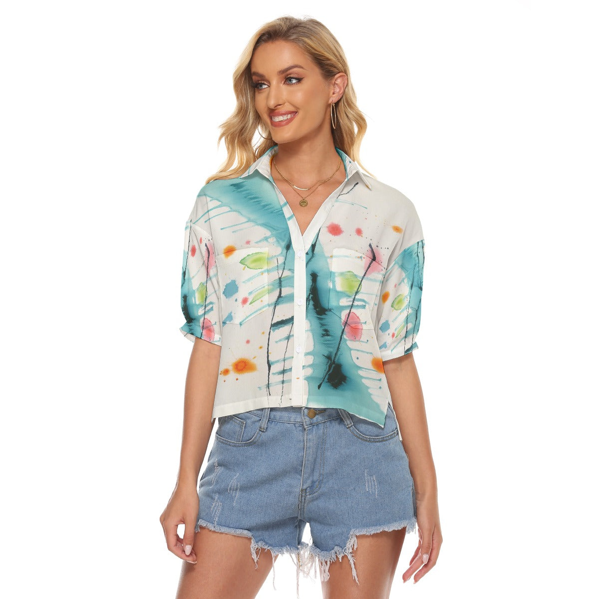 All-Over Print Women's V-neck Shirts