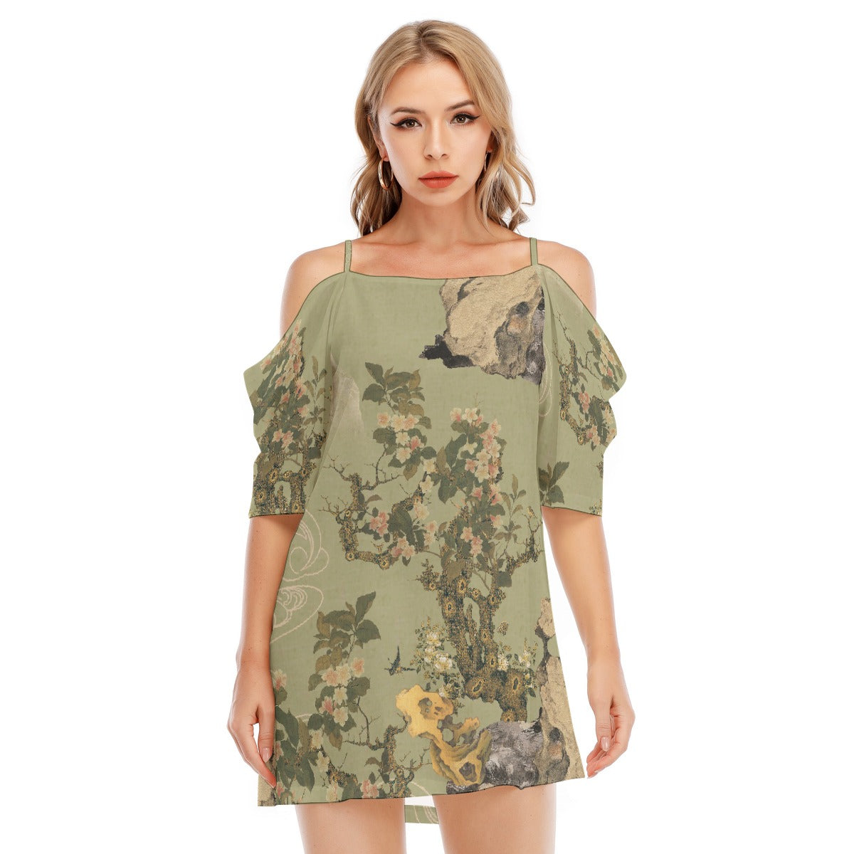 All-Over Print Women's Off-shoulder Cami Dress