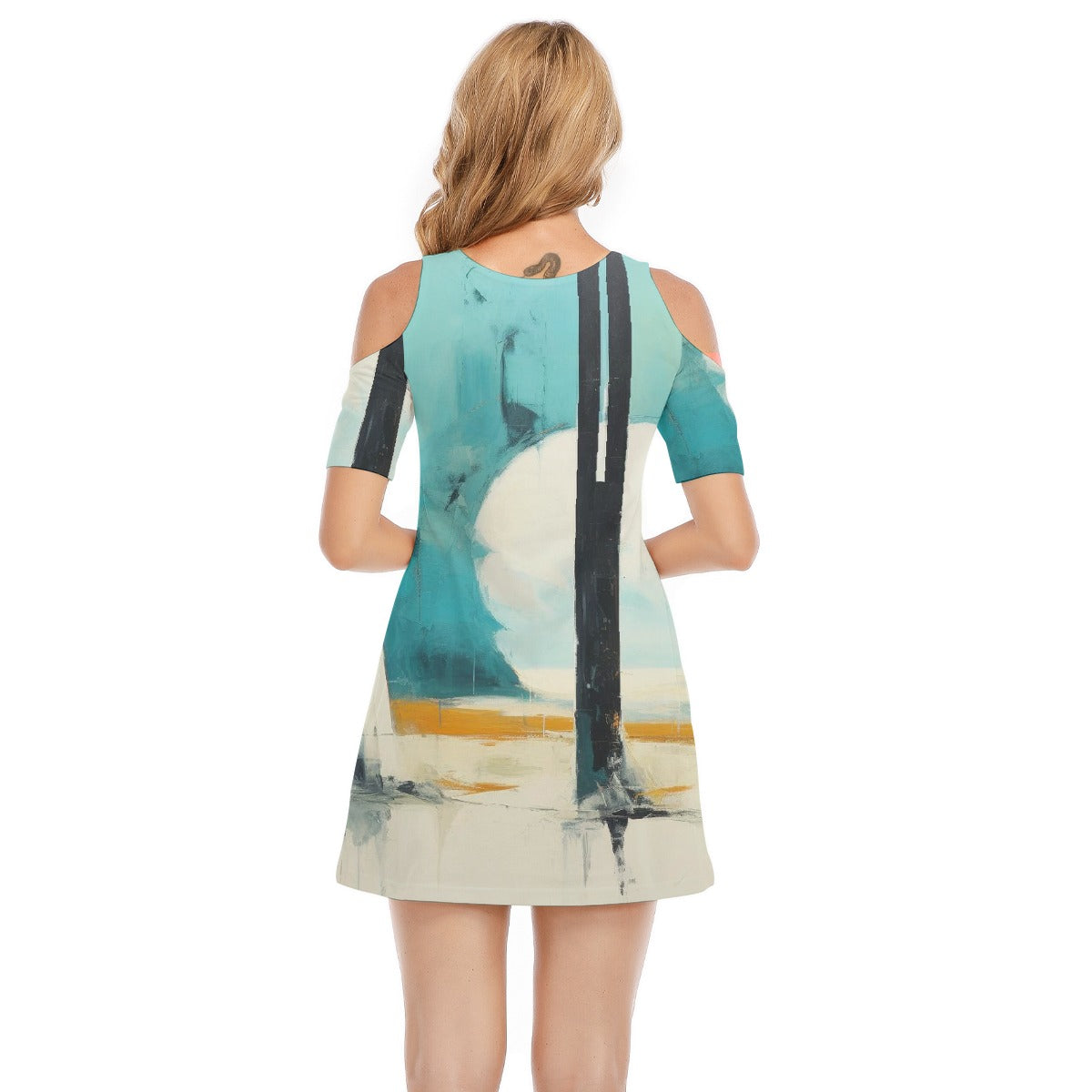 All-Over Print Women's Cold Shoulder Dress | 190GSM Cotton