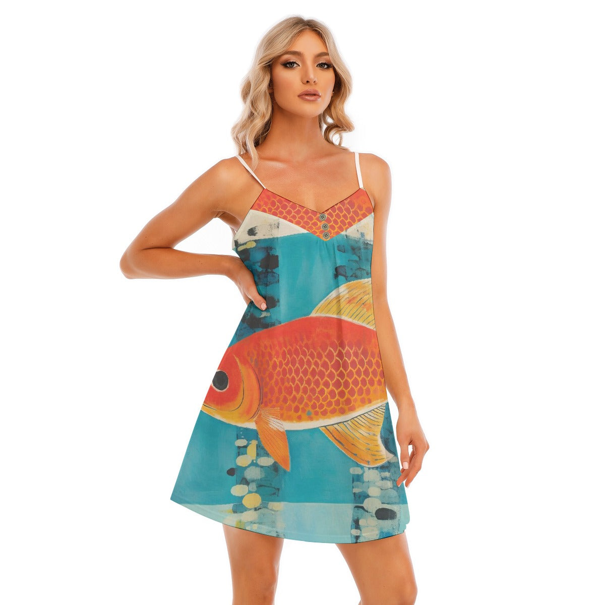 All-Over Print Women's V-neck Cami Dress