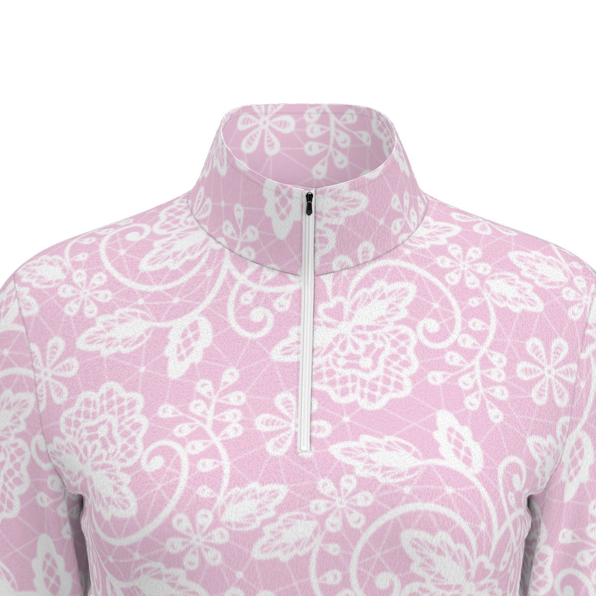 All-Over Print Women's Sports Collar Jersey With Long Sleeve