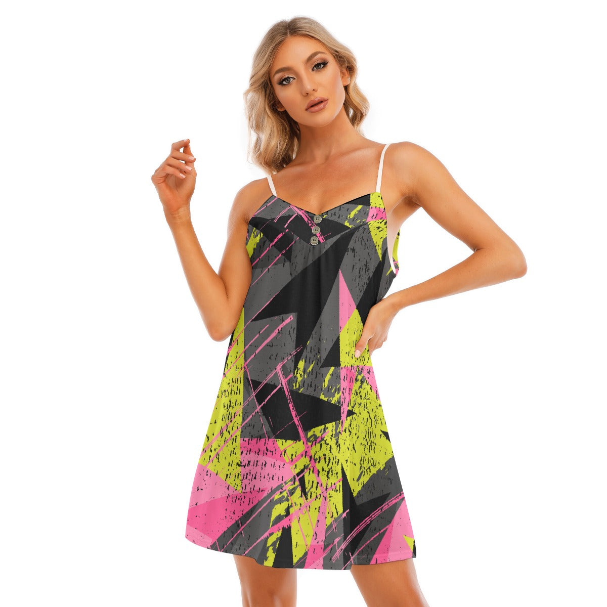 All-Over Print Women's V-neck Cami Dress