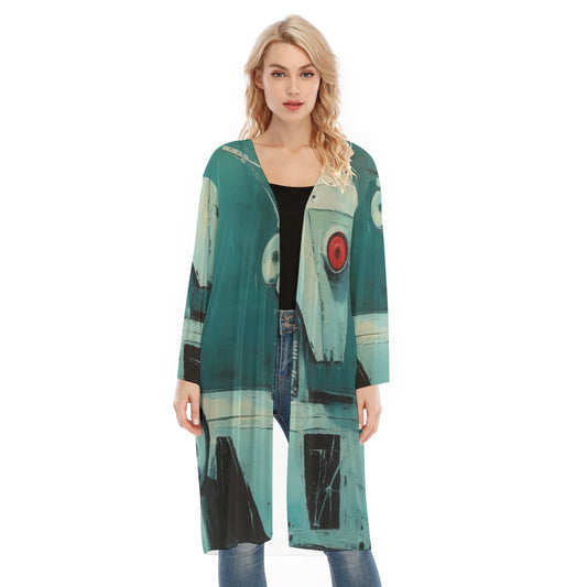 All- Over Print Women's Long Sleeve Mesh Cardigan