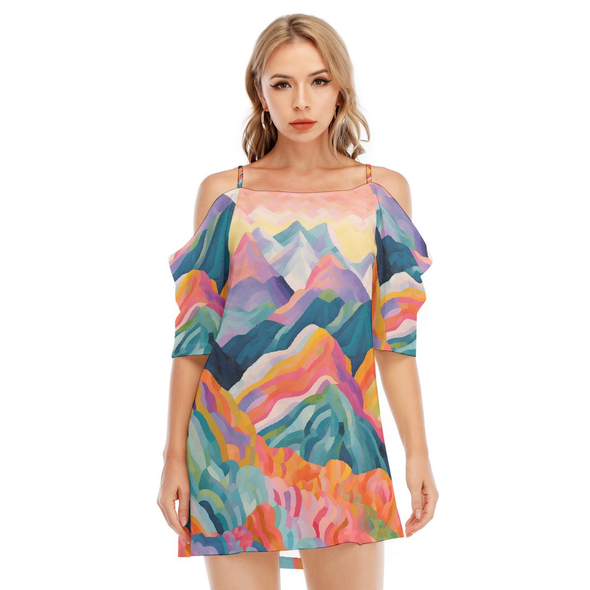 All-Over Print Women's Off-shoulder Cami Dress