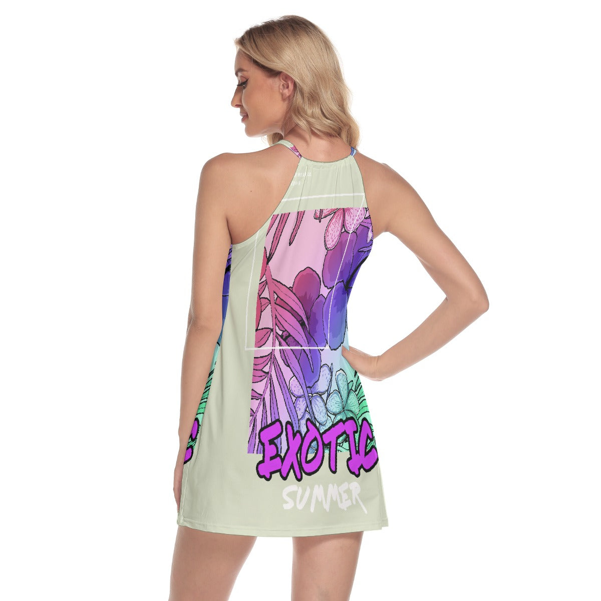 All-Over Print Women's Round Neck Above Knee Dress