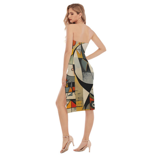 All-Over Print Women's Side Split Tube Top Dress