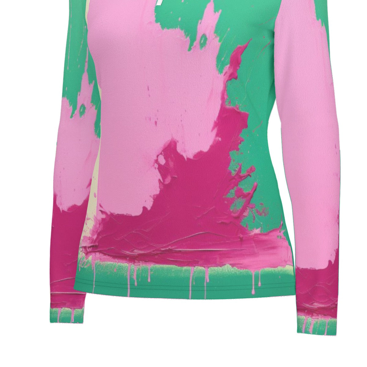 All-Over Print Women's Sports Collar Jersey With Long Sleeve