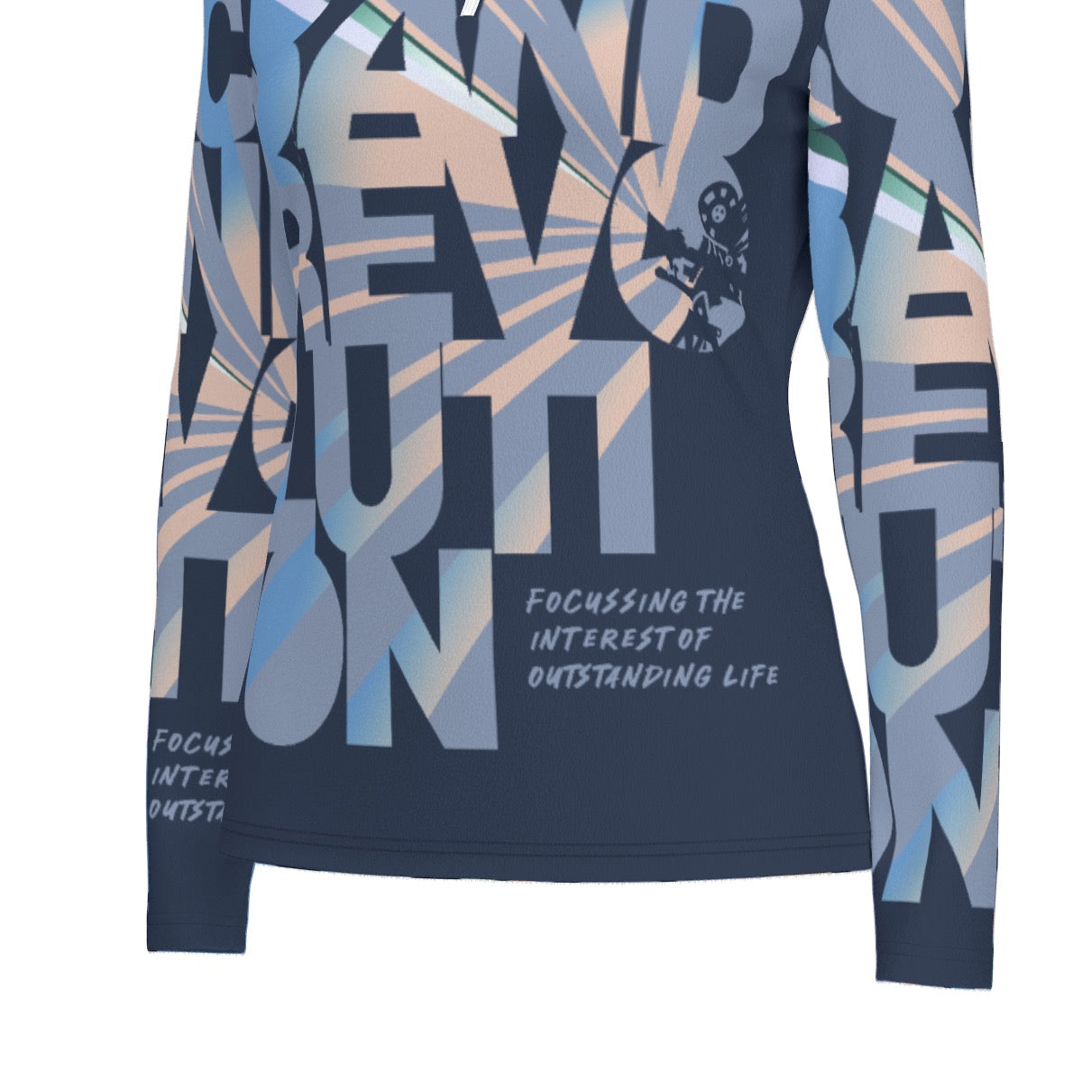 All-Over Print Women's Sports Collar Jersey With Long Sleeve