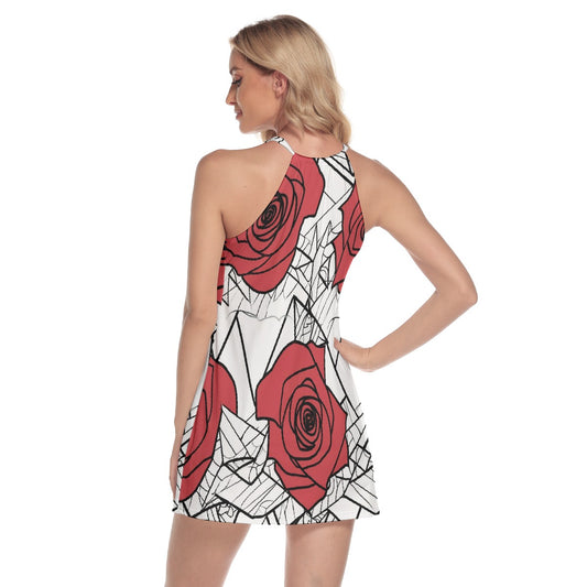 All-Over Print Women's Round Neck Above Knee Dress