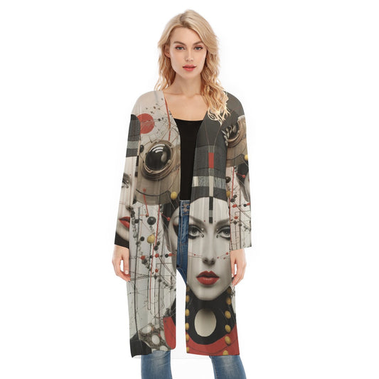 All- Over Print Women's Long Sleeve Mesh Cardigan