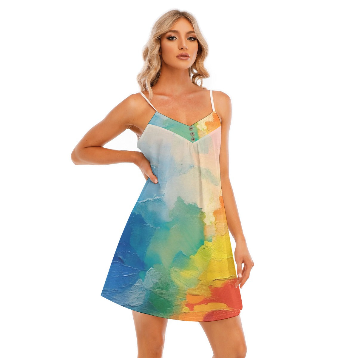 All-Over Print Women's V-neck Cami Dress