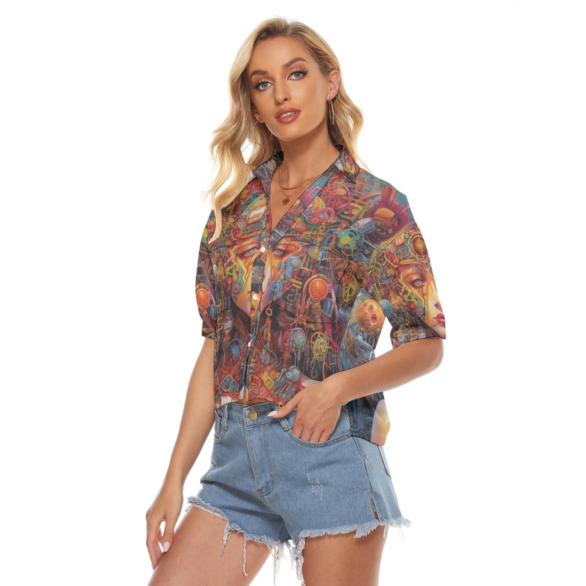 All-Over Print Women's V-neck Shirts