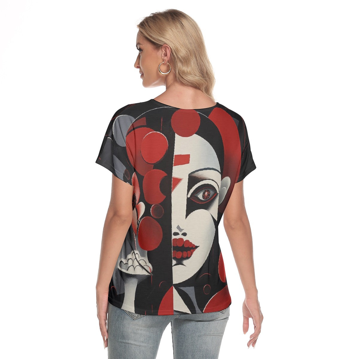 All-Over Print Women's Loose V-neck Short Sleeve T-shirt