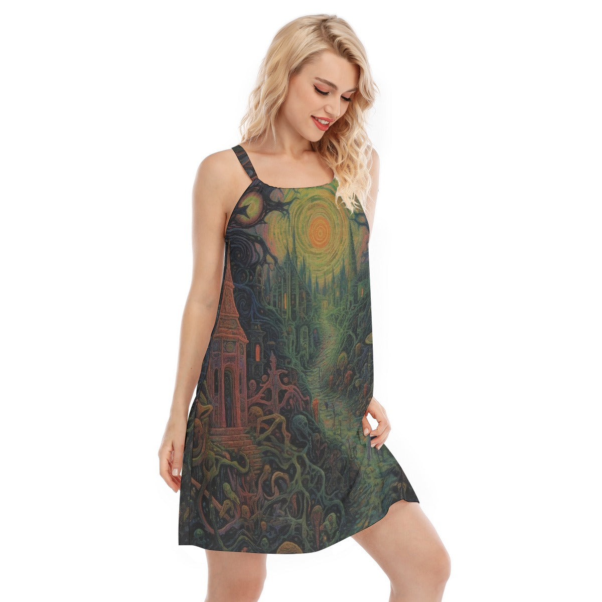 All-Over Print Women's O-neck Cami Dress