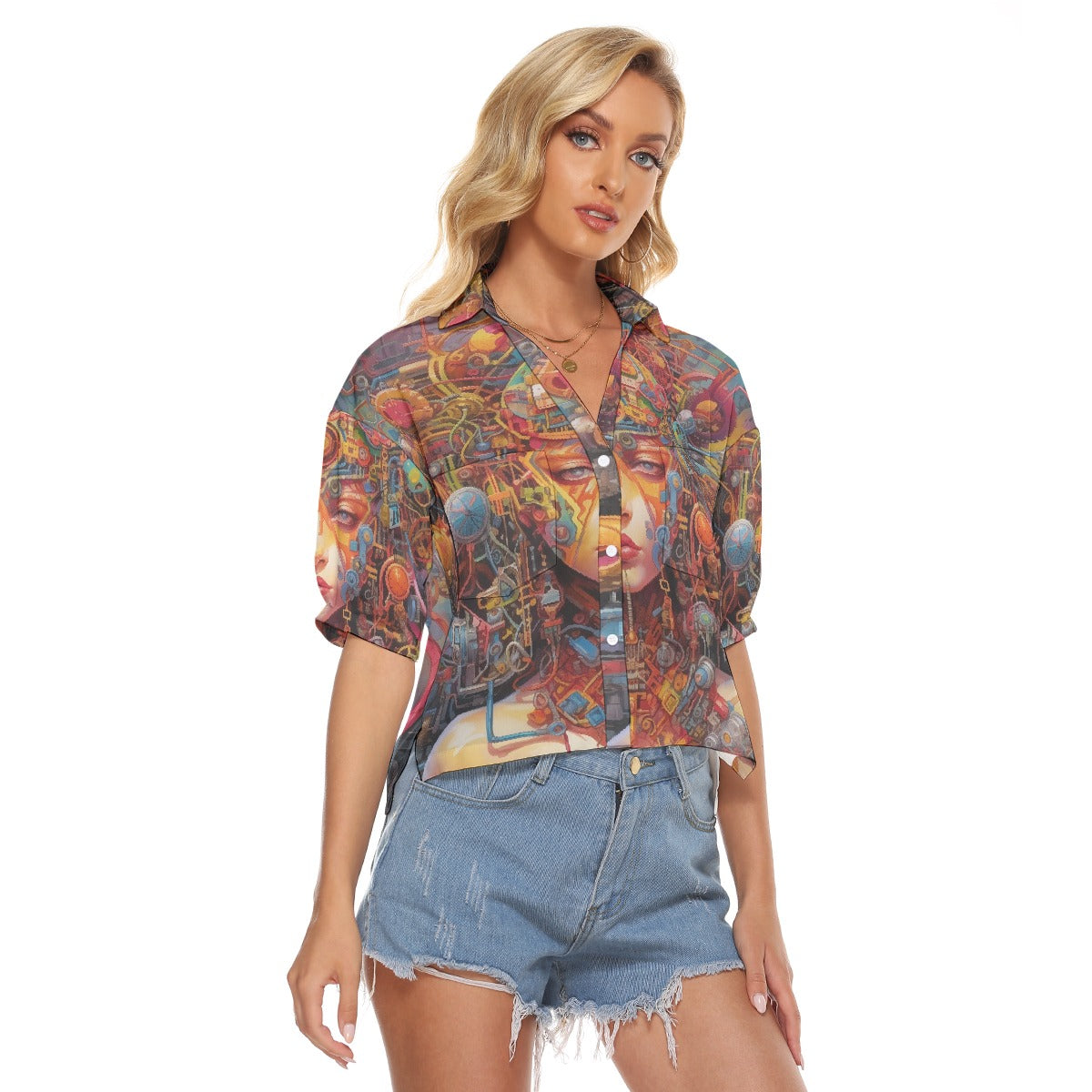 All-Over Print Women's V-neck Shirts