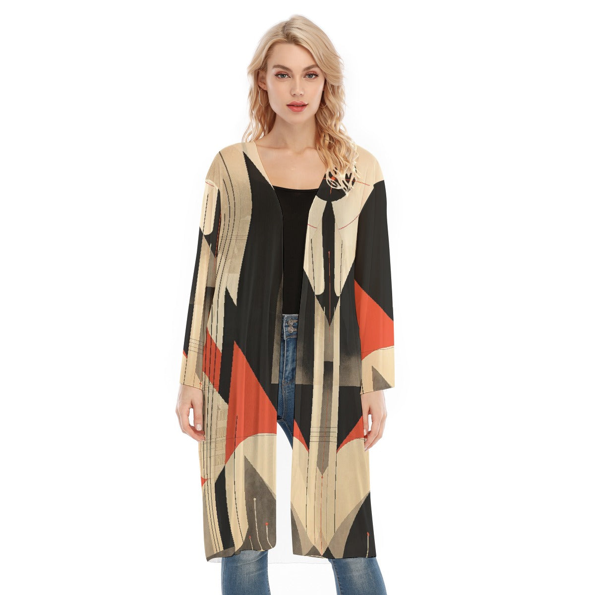 All- Over Print Women's Long Sleeve Mesh Cardigan