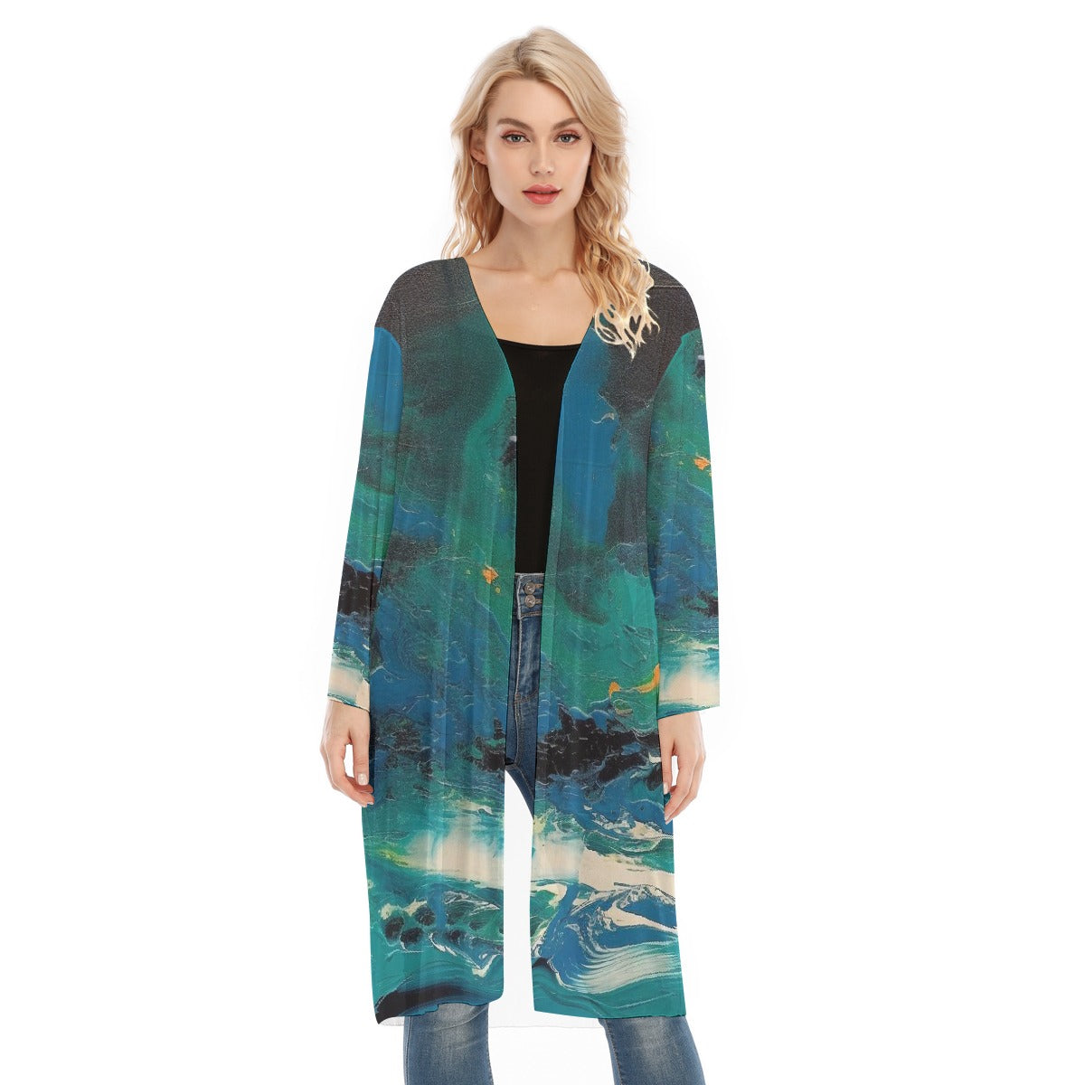 All- Over Print Women's Long Sleeve Mesh Cardigan