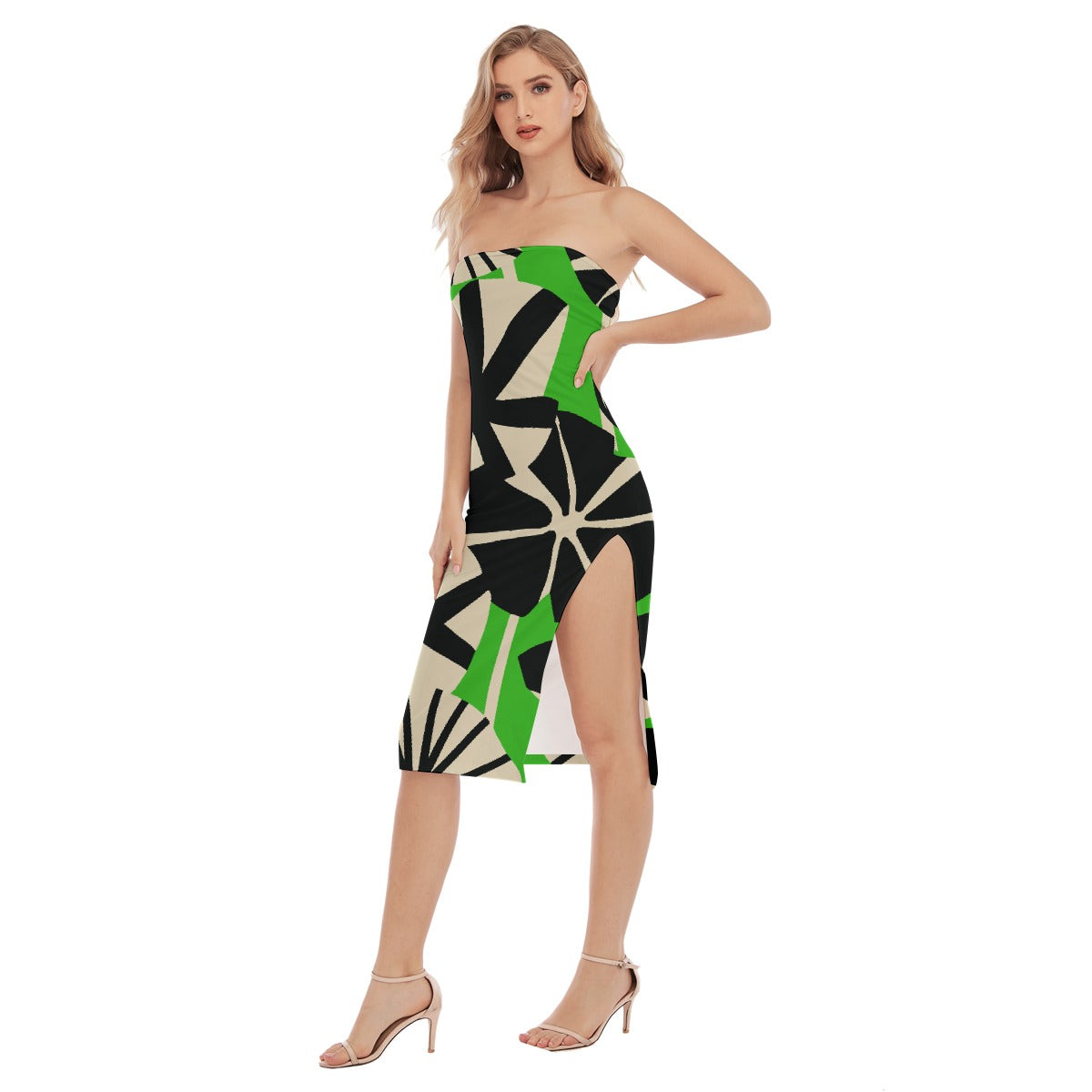 All-Over Print Women's Side Split Tube Top Dress